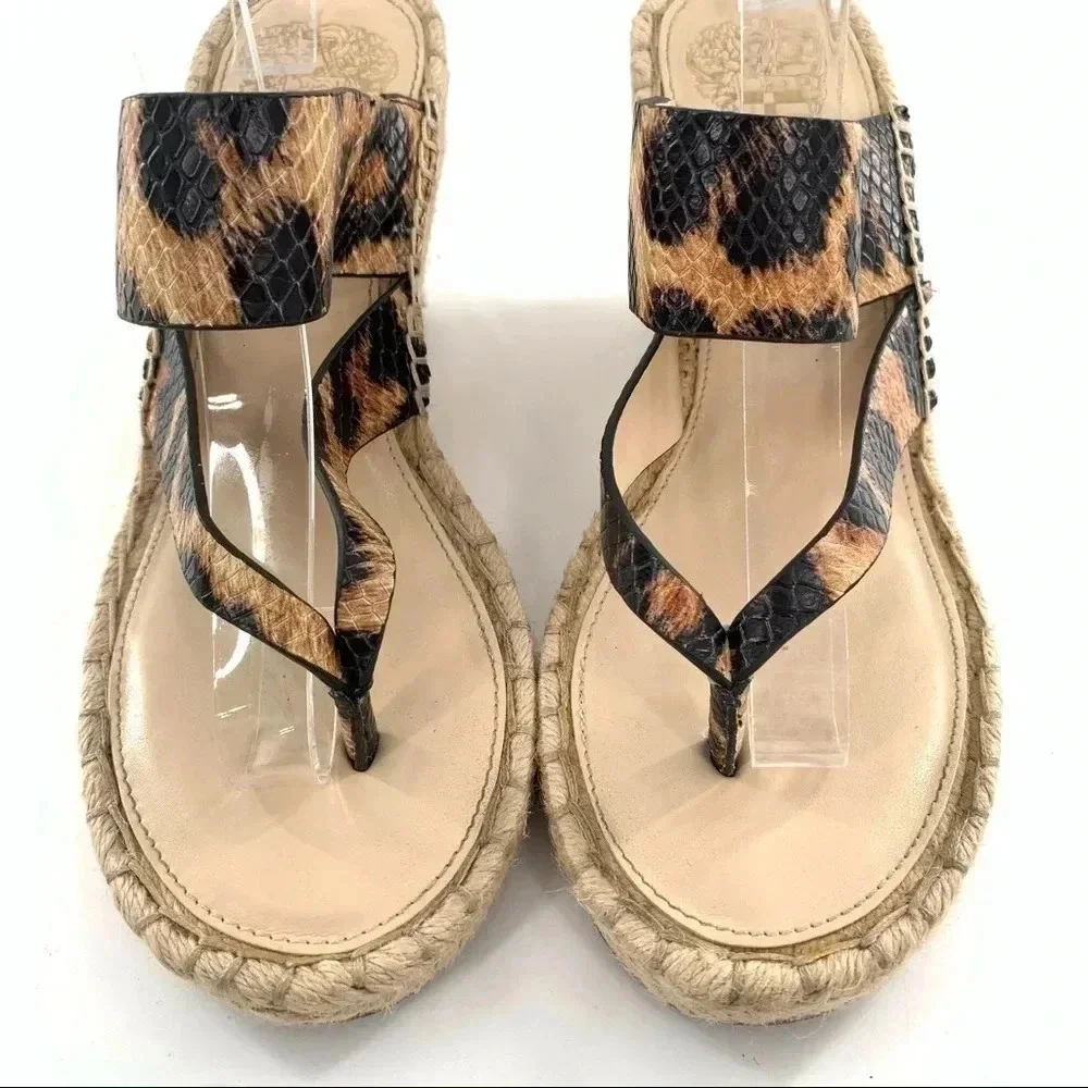 Vince Camuto Lavanda platforms size 6.5 36.5 brown black Cheetah print leather